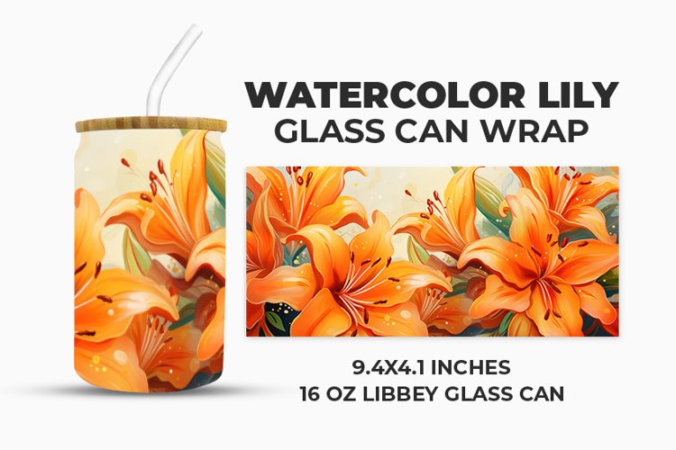 Orange Lily Glass Can Wrap example image 1