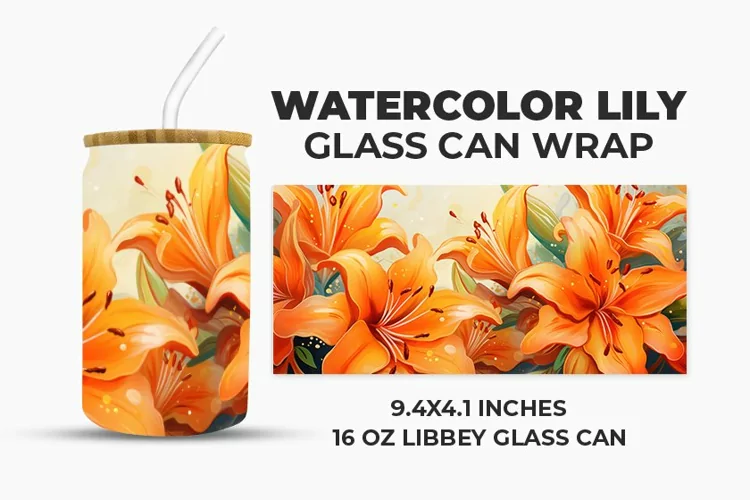 Orange Lily Glass Can Wrap