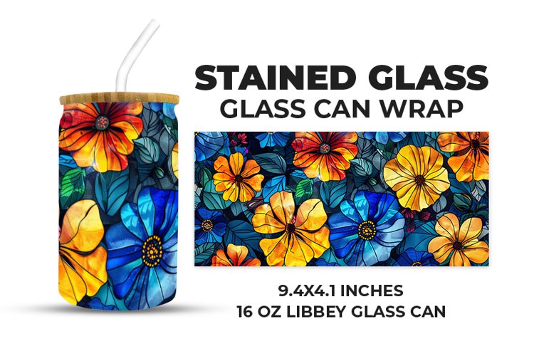 Floral Stained Glass Glass Can Wrap example image 1