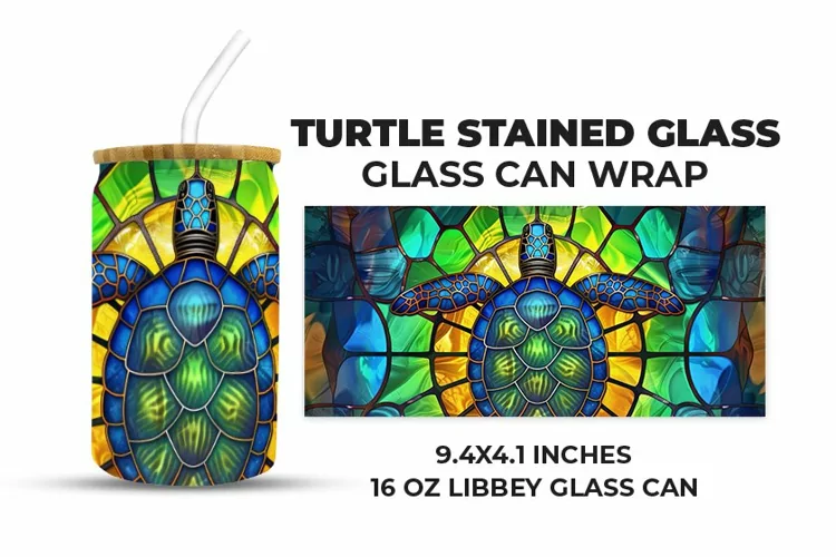 Turtle Stained Glass Glass Can Wrap