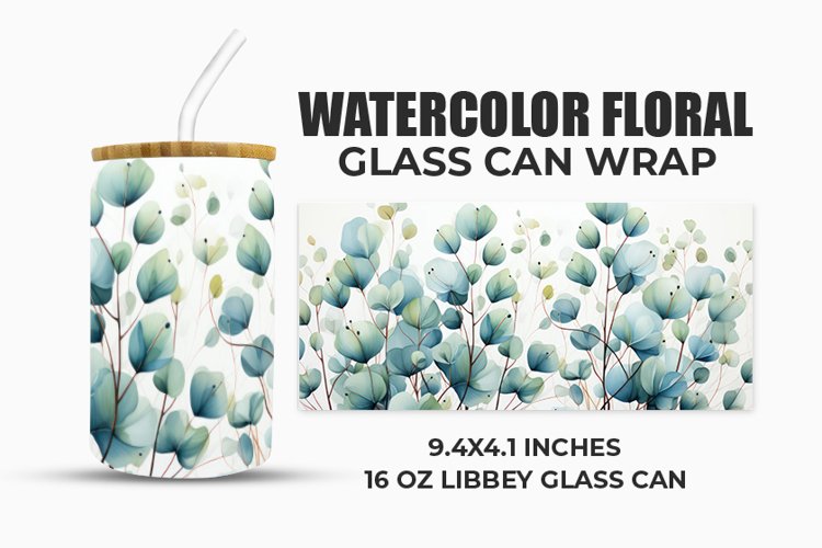 Watercolor Floral Glass Can Wrap example image 1