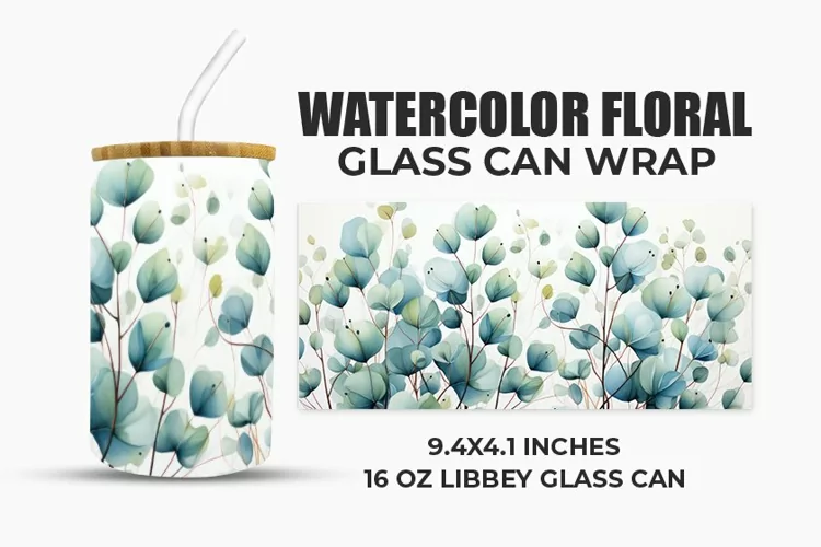 Watercolor Floral Glass Can Wrap