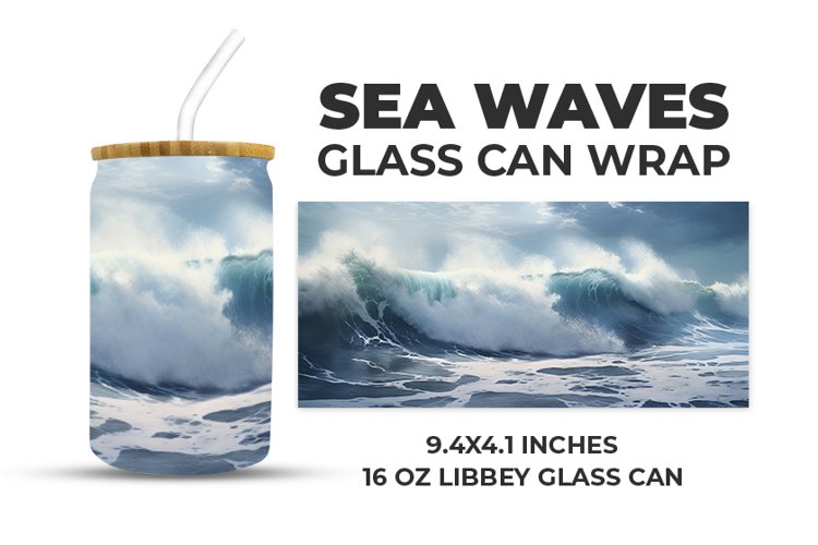 Sea Waves Glass Can Wrap example image 1