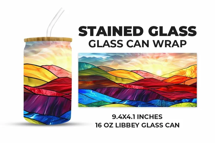 Mountains Stained Glass Glass Can Wrap