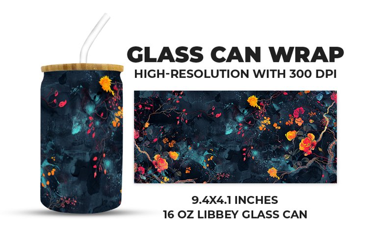 Floral Glass Can Wrap