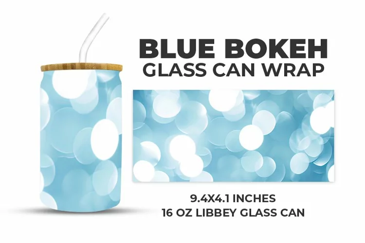 Blue Bokeh Glass Can Wrap