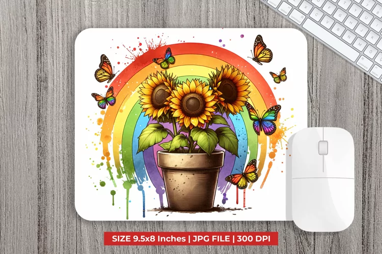 Sun Flowers Pot Mouse Pad Sublimation