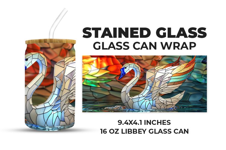 Swans Stained Glass Glass Can Wrap example image 1