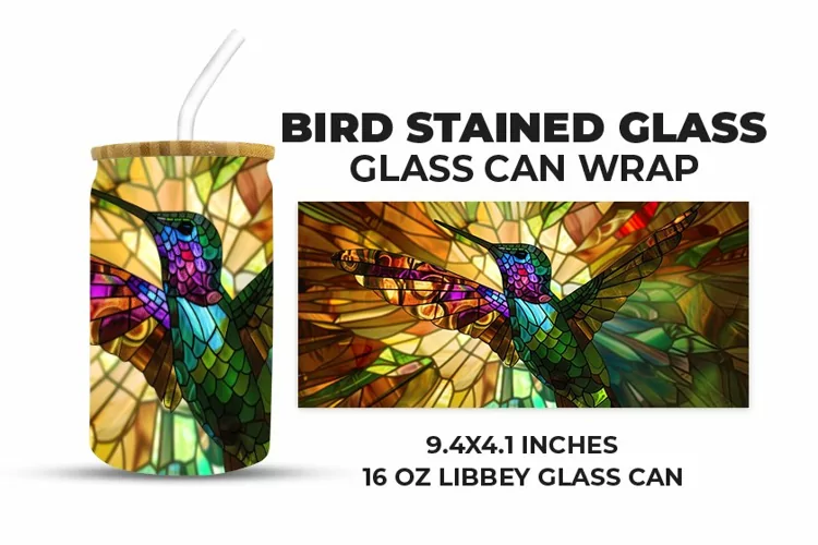 Bird Stained Glass Glass Can Wrap