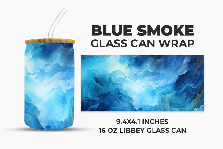 Blue Smoke Glass Can Wrap