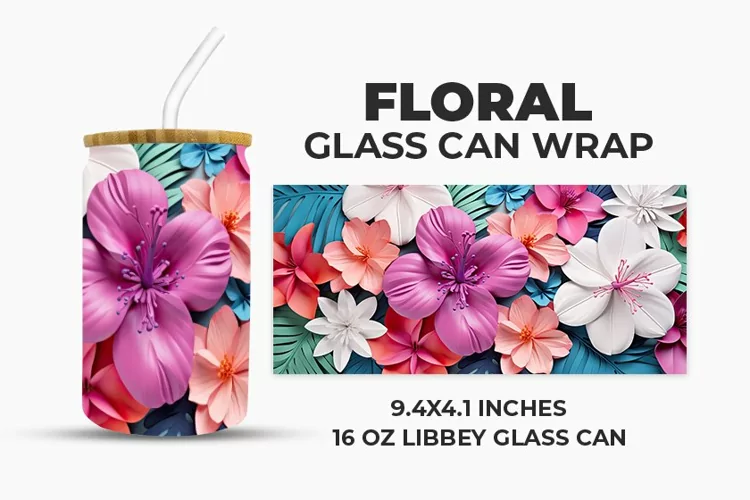 Floral Glass Can Wrap