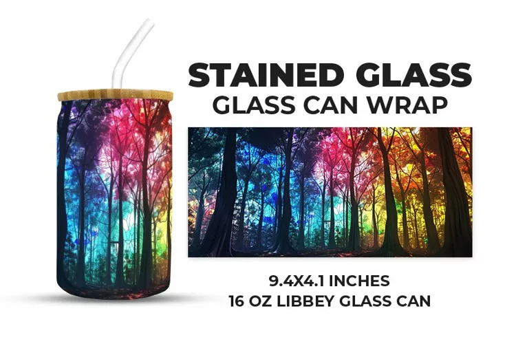 Nature Stained Glass Glass Can Wrap