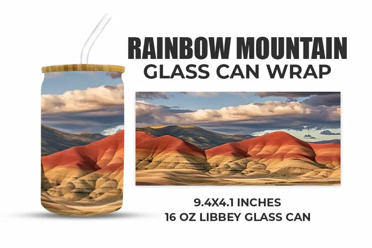 Rainbow Mountain Glass Can Wrap
