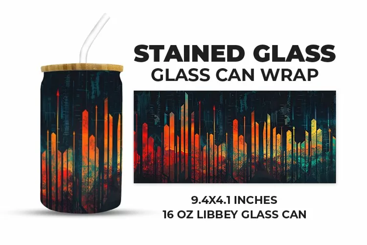 Vintage Stained Glass Glass Can Wrap