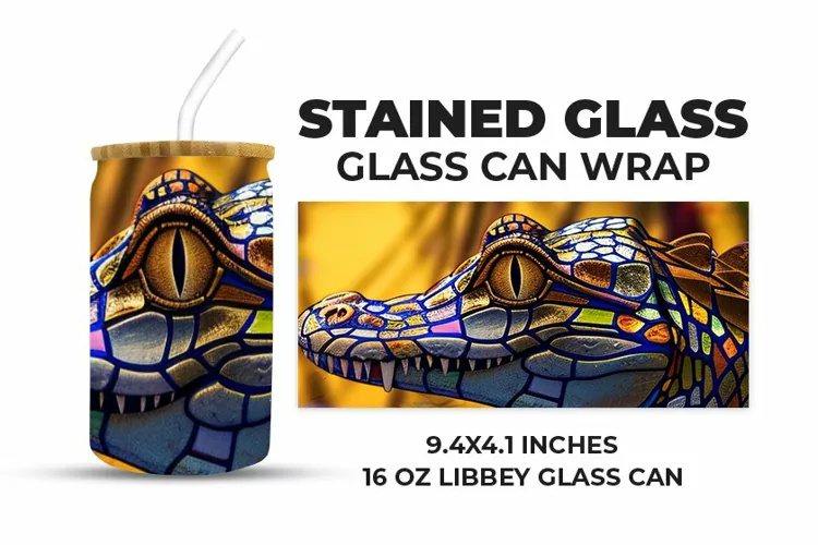 Crocodile Stained Glass Glass Can Wrap