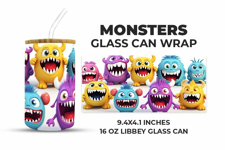 Monsters Glass Can Wrap
