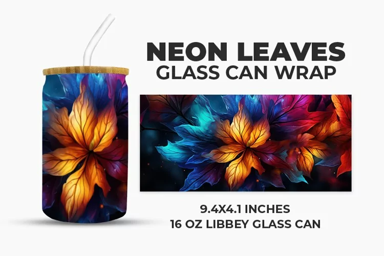 Neon Leaves Glass Can Wrap