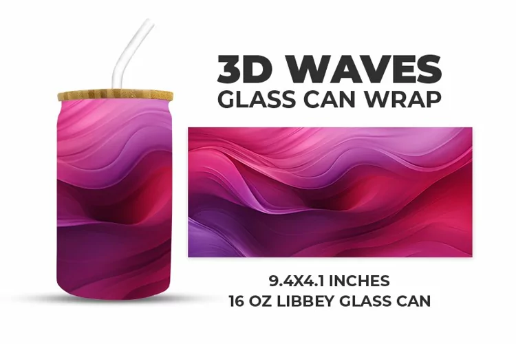 3D Waves Glass Can Wrap