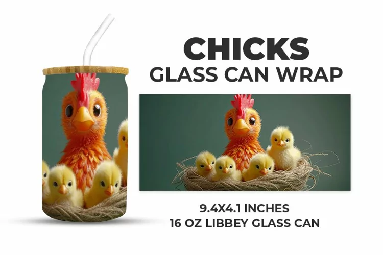 Chicks Glass Can Wrap