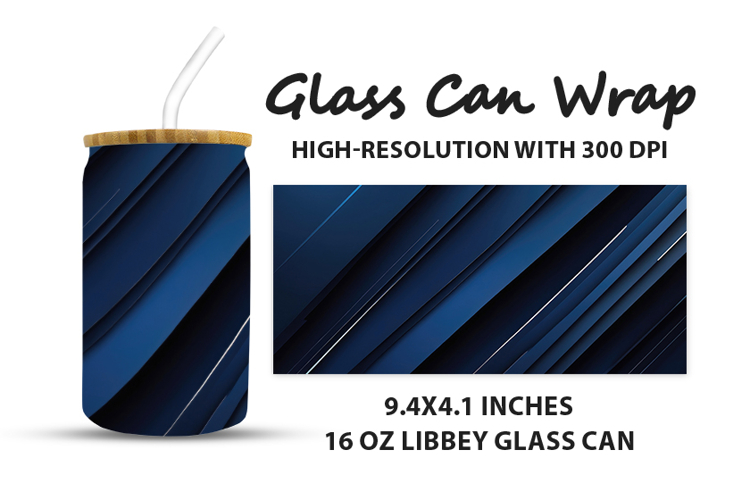 Abstract Blue Glass Can Wrap