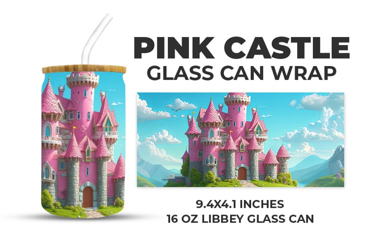 Pink Castle Glass Can Wrap
