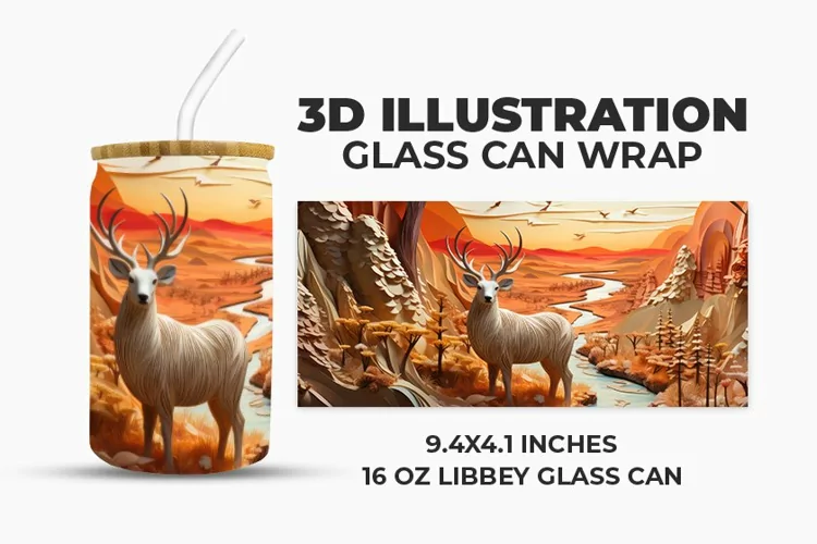 3D illustration Glass Can Wrap