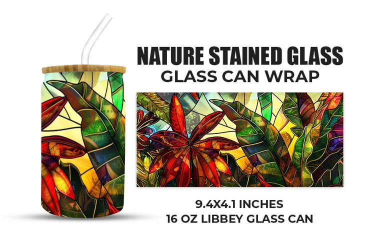 Nature Stained Glass Glass Can Wrap example image 1