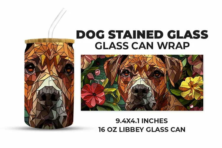 Dog Stained Glass Glass Can Wrap