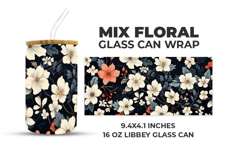 Mix Floral Glass Can Wrap example image 1