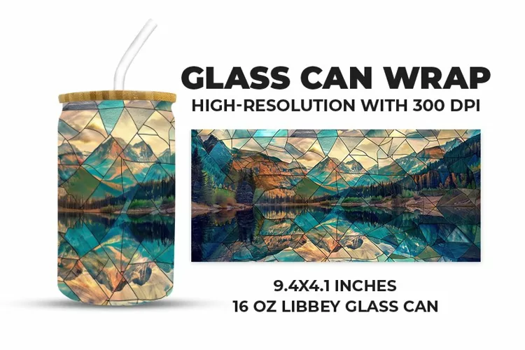Lake Stained Glass Glass Can Wrap