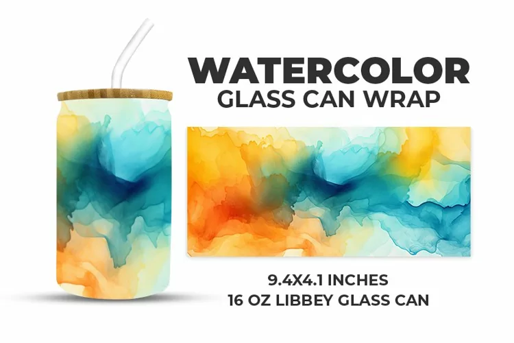Watercolor Glass Can Wrap
