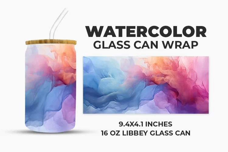 Watercolor Glass Can Wrap