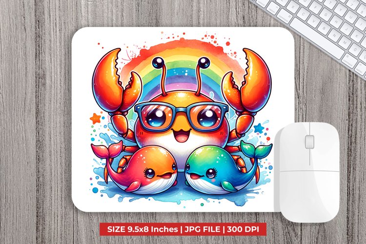 Cute Crab Mouse Pad Sublimation example image 1