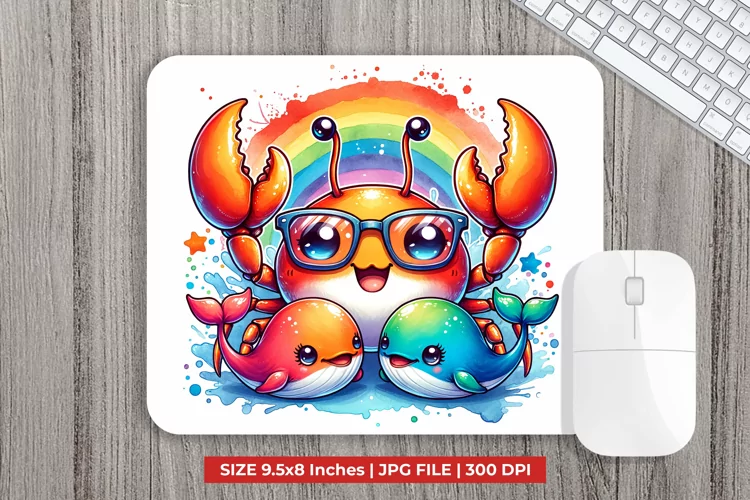 Cute Crab Mouse Pad Sublimation