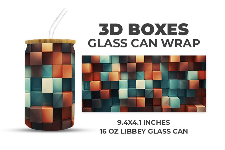 3D Boxes Glass Can Wrap example image 1