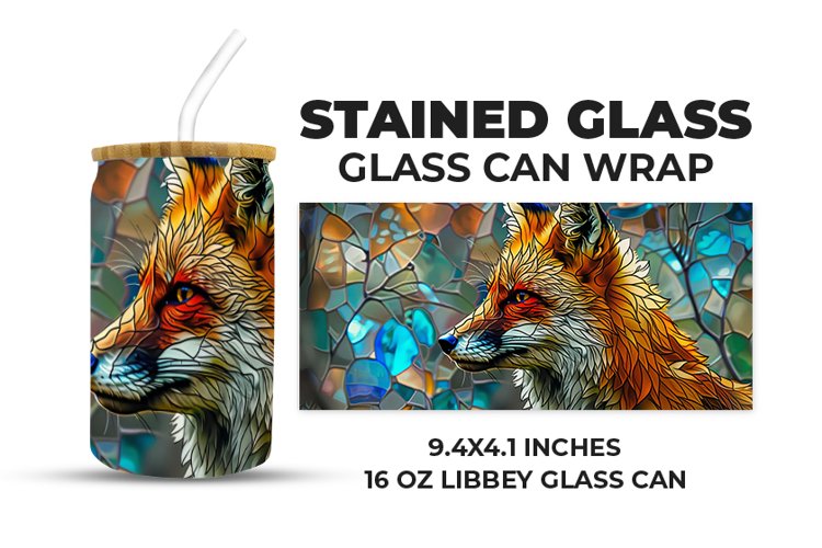 Fox Stained Glass Glass Can Wrap example image 1