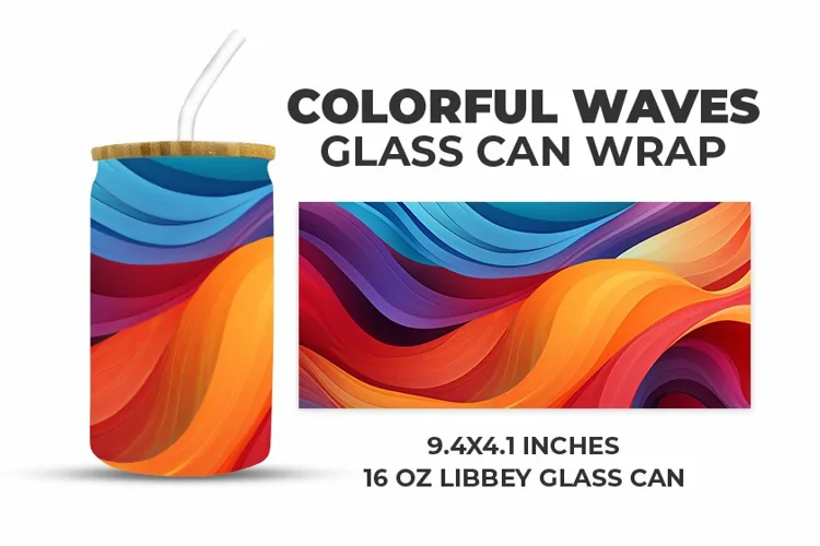 Colorful Waves Glass Can Wrap