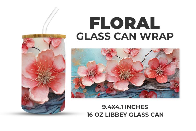 Floral Glass Can Wrap