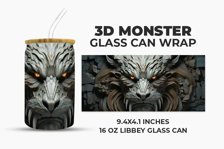 3D Dragon Glass Can Wrap