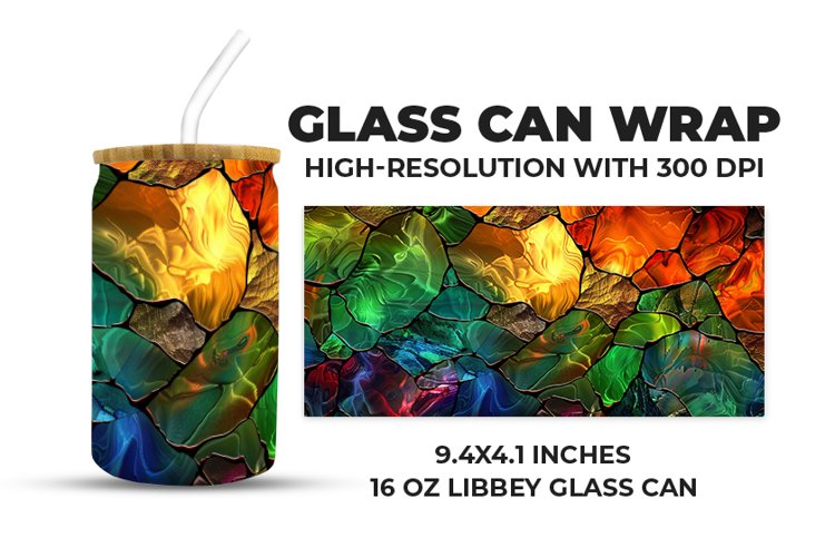 Colorful Stained Glass Glass Can Wrap example image 1