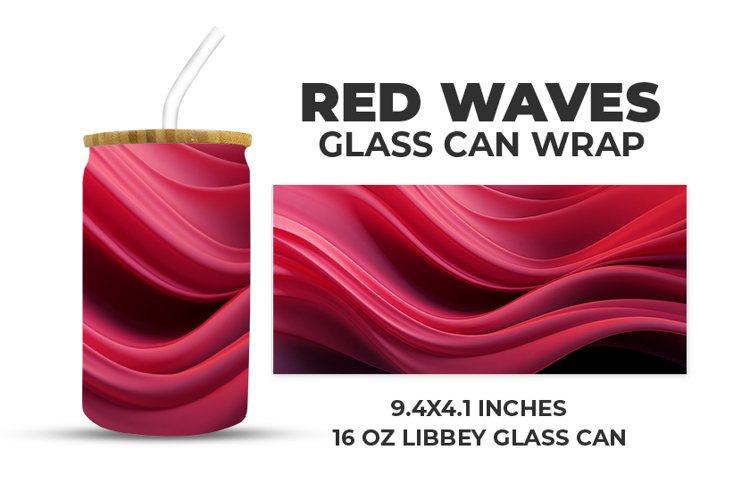 Red Waves Glass Can Wrap example image 1