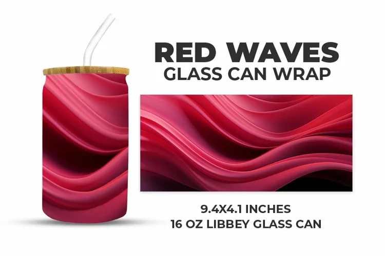 Red Waves Glass Can Wrap