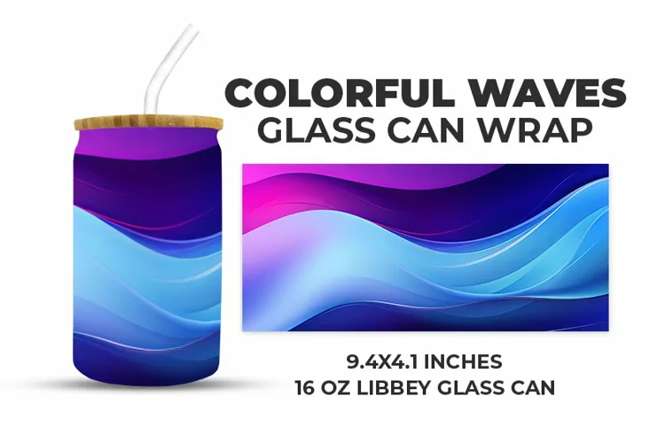 Colorful Waves Glass Can Wrap