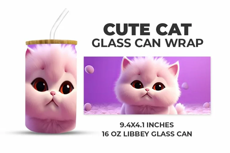 Cute Cat Glass Can Wrap