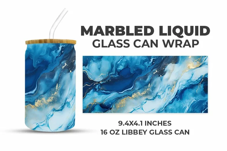 Marbled Liquid Glass Can Wrap