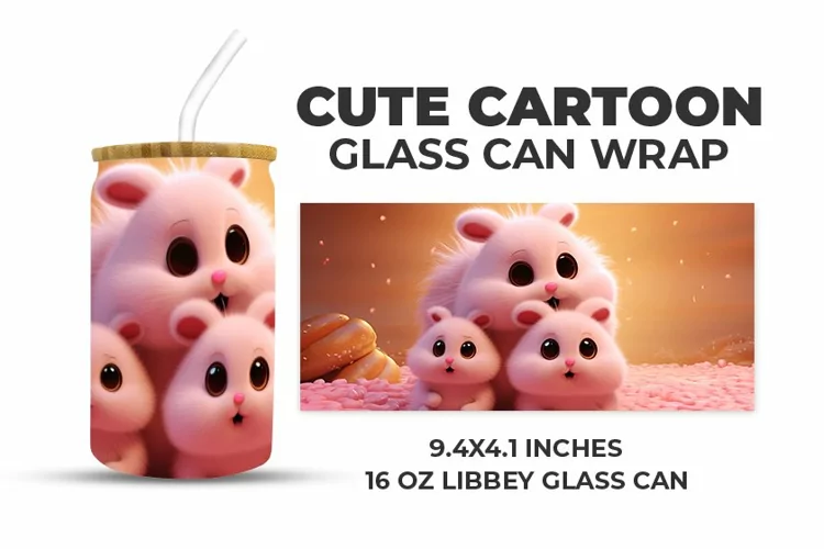 3D Cartoon Glass Can Wrap
