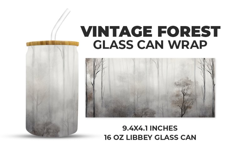 Vintage Forest Glass Can Wrap example image 1