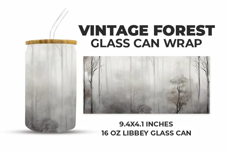 Vintage Forest Glass Can Wrap