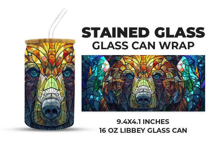 Bear Stained Glass Glass Can Wrap example image 1