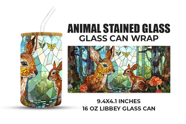 Animal Stained Glass Glass Can Wrap example image 1